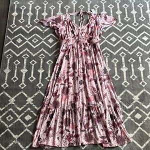 Maurice’s Pink Floral Tie Back Midi Dress